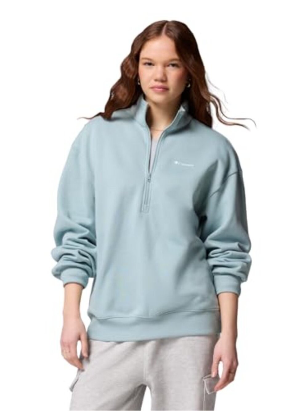 Columbia Womens Aldermore Half Zip Sweatshirt Relaxed Fit Cotton Blend Pullover